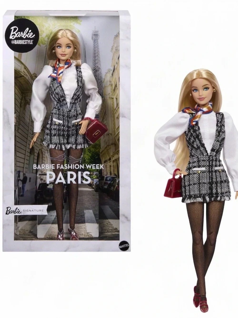Barbie Signature doll & White Tweed Skirt Dress – Paris Fashion Week